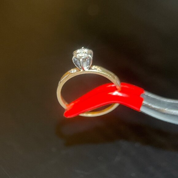 14K Gold Diamond Thin Band Engagement Ring - Picture 6 of 10